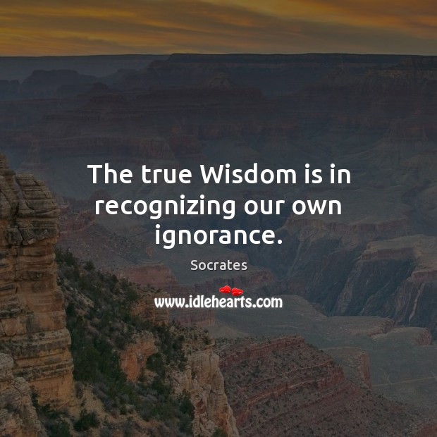 The true Wisdom is in recognizing our own ignorance. Socrates Picture Quote