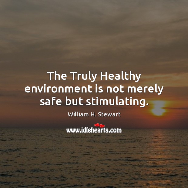 The Truly Healthy environment is not merely safe but stimulating. William H. Stewart Picture Quote