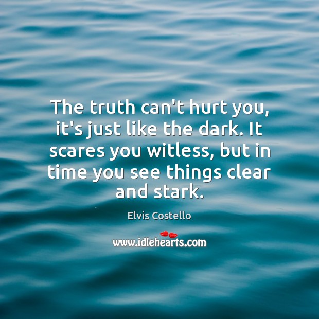 The truth can’t hurt you, it’s just like the dark. It scares Elvis Costello Picture Quote
