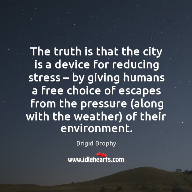 The truth is that the city is a device for reducing stress Brigid Brophy Picture Quote