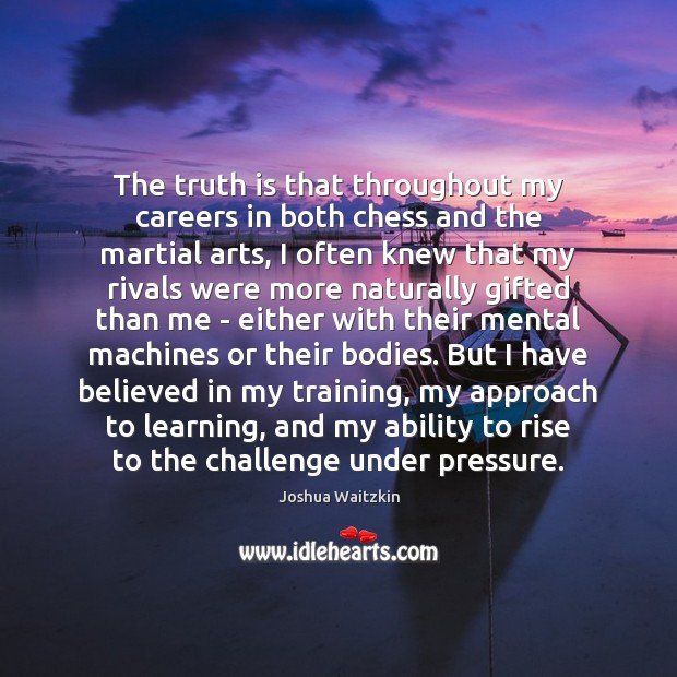 The truth is that throughout my careers in both chess and the Joshua Waitzkin Picture Quote