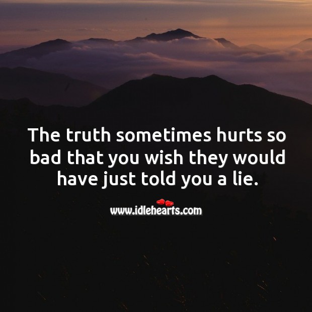The truth sometimes hurts so bad that you wish they would have just told you a lie. Image