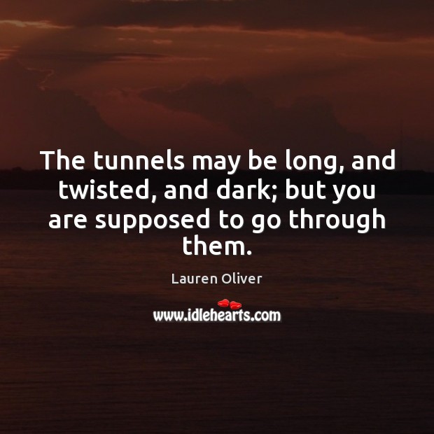 The tunnels may be long, and twisted, and dark; but you are supposed to go through them. Lauren Oliver Picture Quote