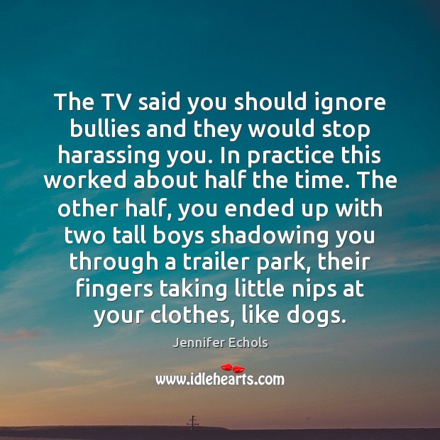 The TV said you should ignore bullies and they would stop harassing Jennifer Echols Picture Quote