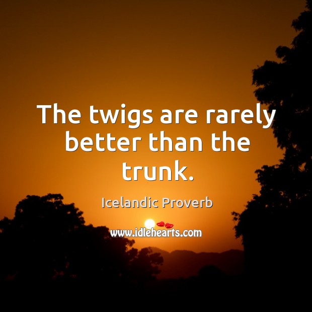 The twigs are rarely better than the trunk. Icelandic Proverbs Image