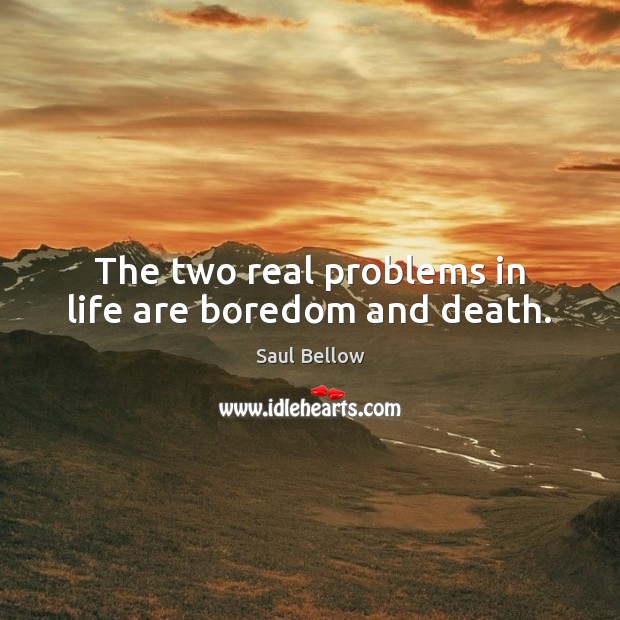 The two real problems in life are boredom and death. 