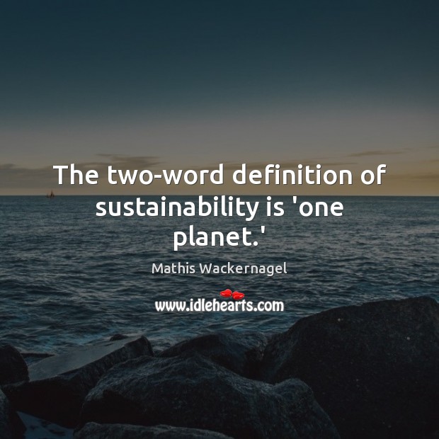 The two-word definition of sustainability is ‘one planet.’ Mathis Wackernagel Picture Quote