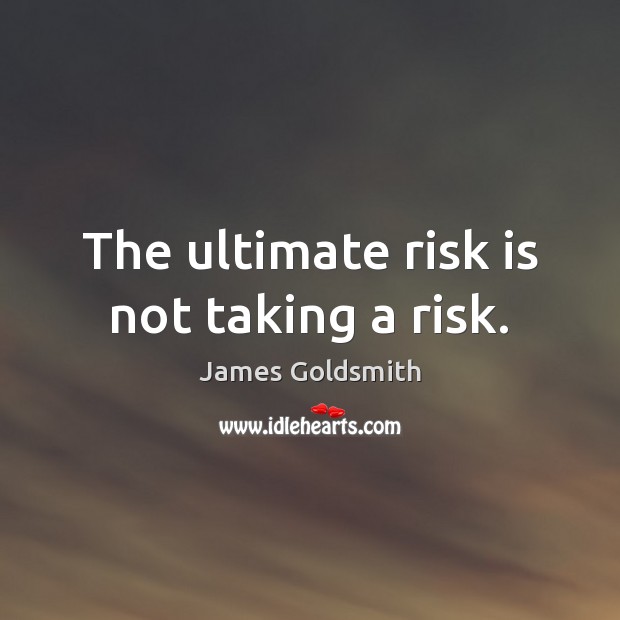 The ultimate risk is not taking a risk. James Goldsmith Picture Quote