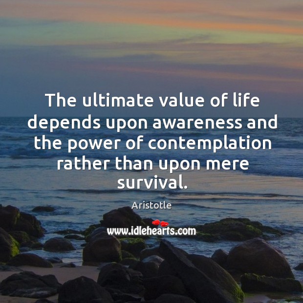 The ultimate value of life depends upon awareness and the power of contemplation Aristotle Picture Quote