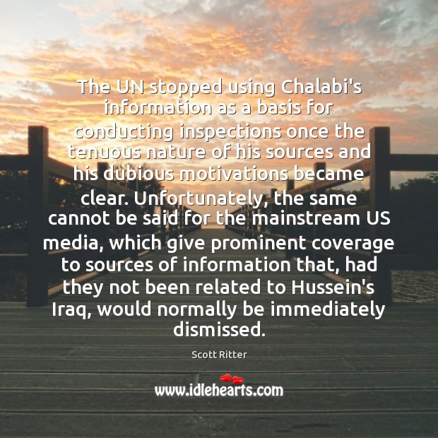 The UN stopped using Chalabi’s information as a basis for conducting inspections Image