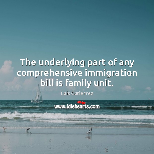 The underlying part of any comprehensive immigration bill is family unit. Luis Gutierrez Picture Quote