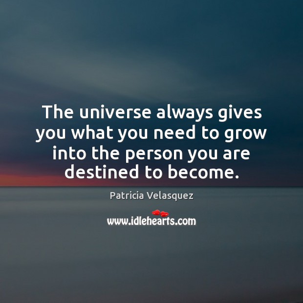 The universe always gives you what you need to grow into the Patricia Velasquez Picture Quote