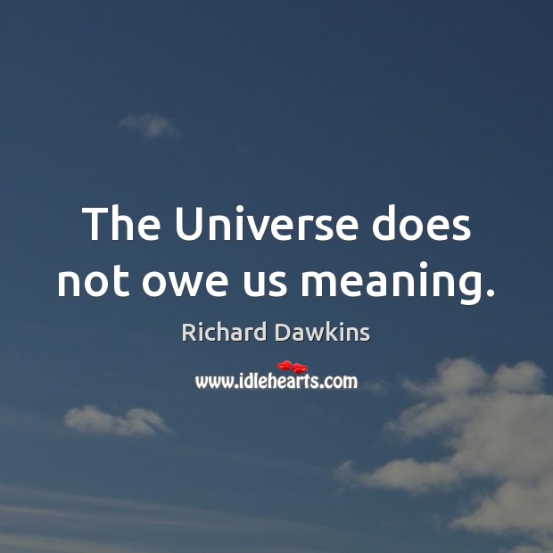 The Universe does not owe us meaning. Richard Dawkins Picture Quote