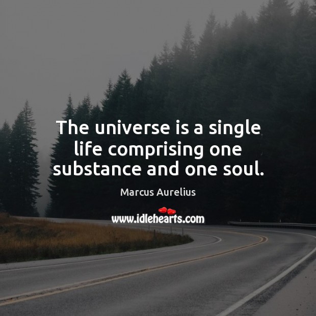 The universe is a single life comprising one substance and one soul. Marcus Aurelius Picture Quote