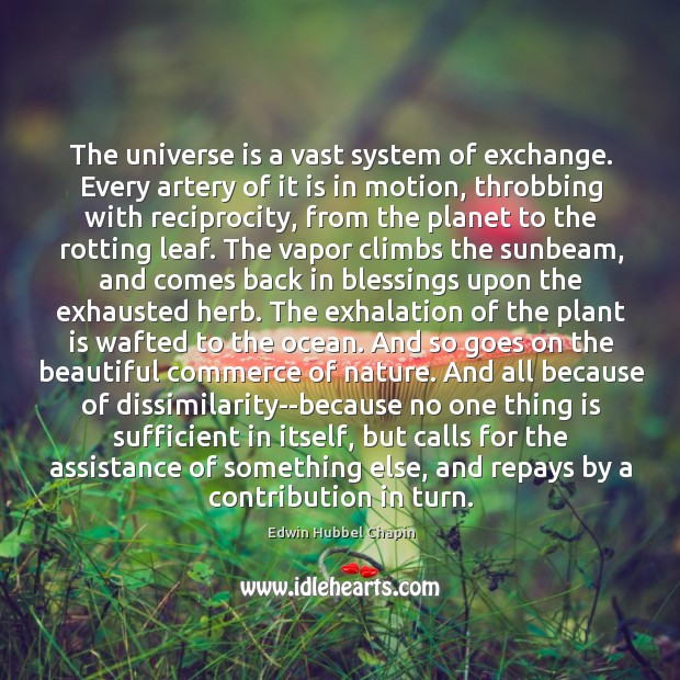 The universe is a vast system of exchange. Every artery of it Edwin Hubbel Chapin Picture Quote