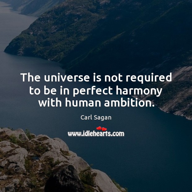 The universe is not required to be in perfect harmony with human ambition. Carl Sagan Picture Quote