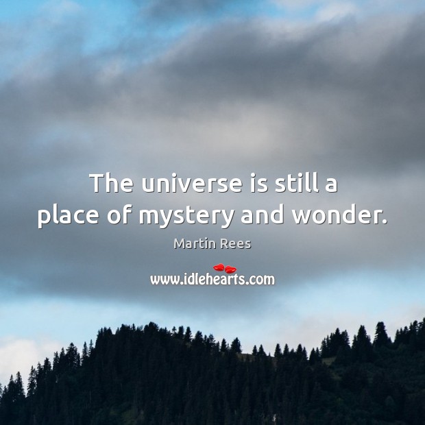 The universe is still a place of mystery and wonder. Martin Rees Picture Quote