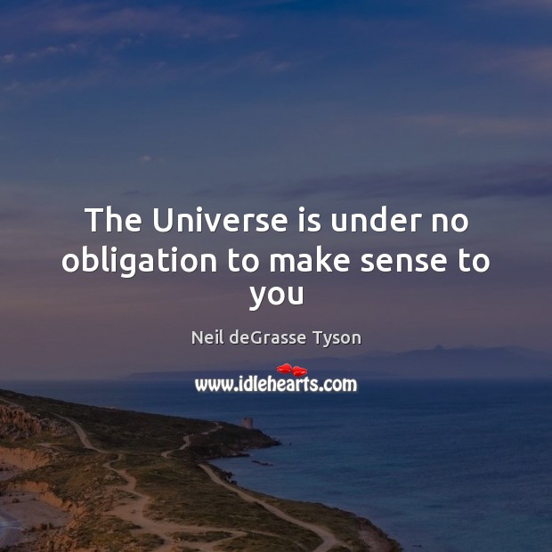 The Universe is under no obligation to make sense to you Neil deGrasse Tyson Picture Quote