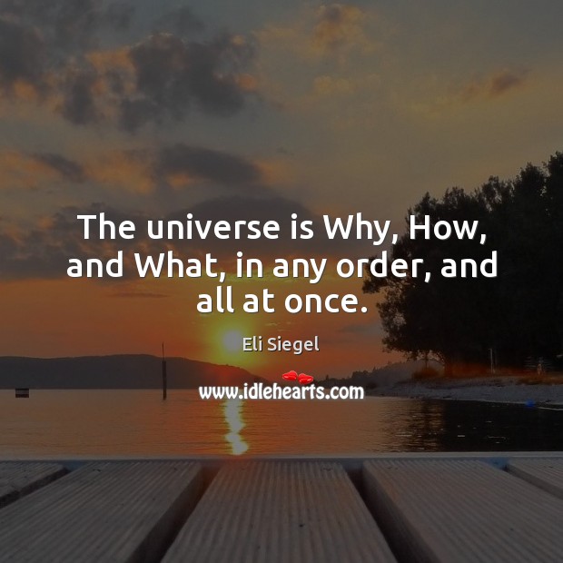 The universe is Why, How, and What, in any order, and all at once. Eli Siegel Picture Quote