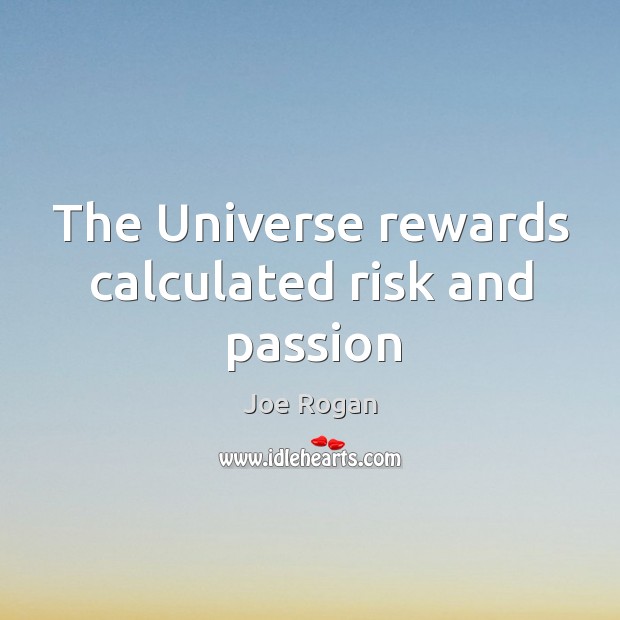 The Universe rewards calculated risk and passion Joe Rogan Picture Quote