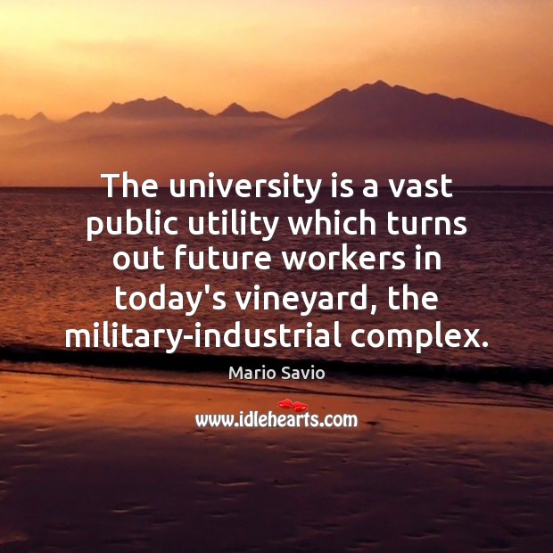 The university is a vast public utility which turns out future workers Mario Savio Picture Quote