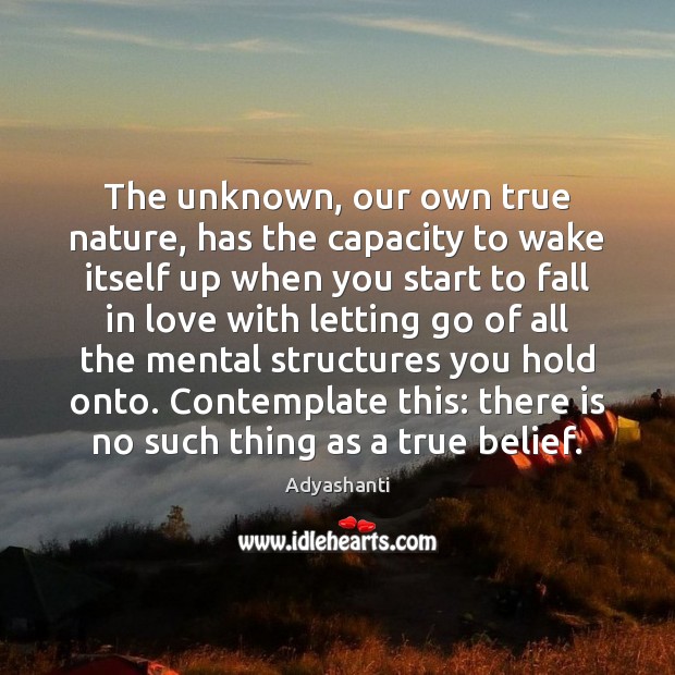 The unknown, our own true nature, has the capacity to wake itself Adyashanti Picture Quote