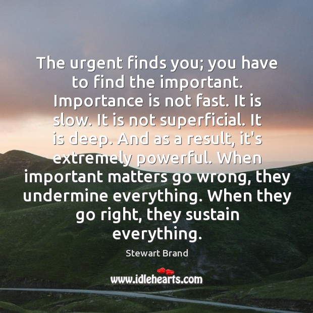 The urgent finds you; you have to find the important. Importance is Image
