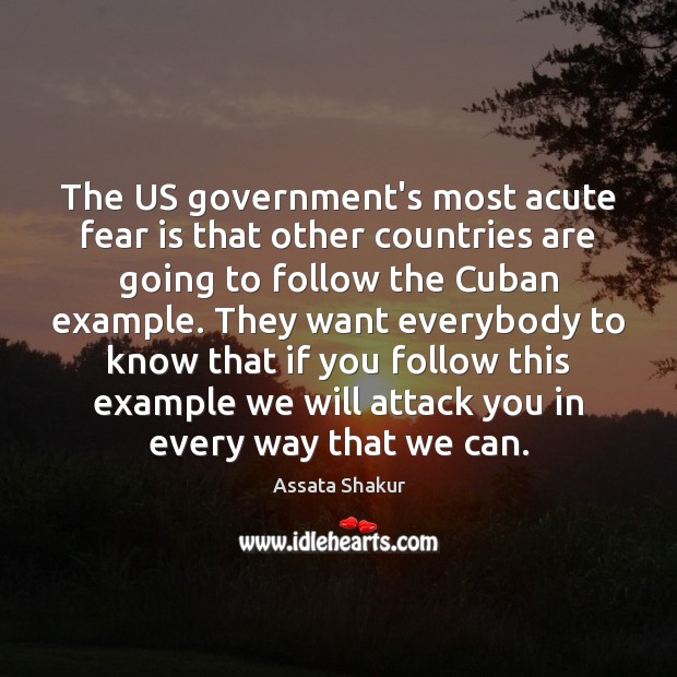 The US government’s most acute fear is that other countries are going Assata Shakur Picture Quote