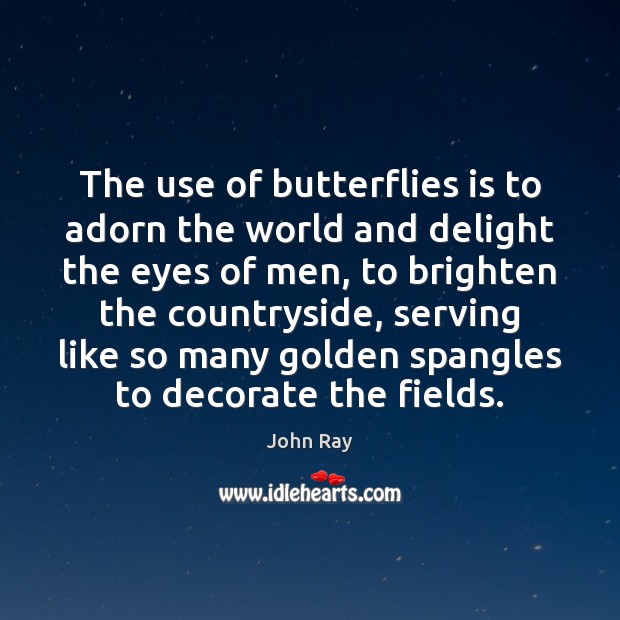 The use of butterflies is to adorn the world and delight the John Ray Picture Quote