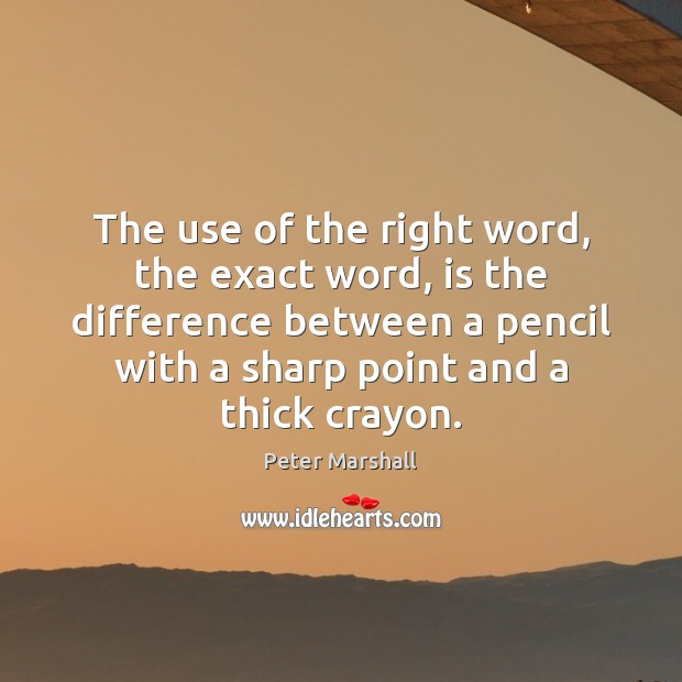 The use of the right word, the exact word, is the difference Image