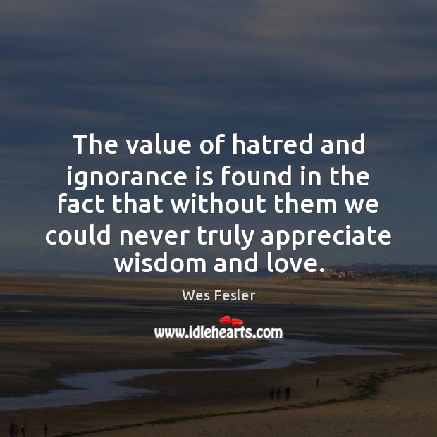The value of hatred and ignorance is found in the fact that Value Quotes Image