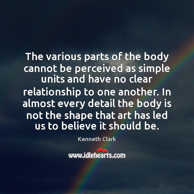 The various parts of the body cannot be perceived as simple units Image