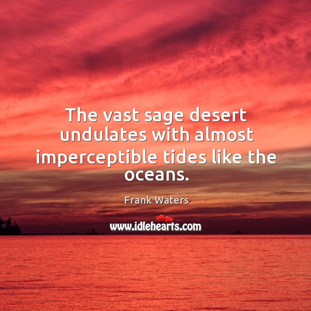 The vast sage desert undulates with almost imperceptible tides like the oceans. Frank Waters Picture Quote