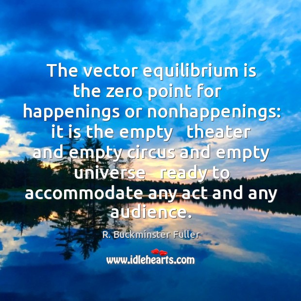 The vector equilibrium is the zero point for   happenings or nonhappenings: it R. Buckminster Fuller Picture Quote