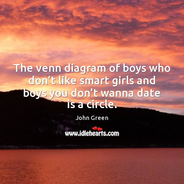 The venn diagram of boys who don’t like smart girls and John Green Picture Quote