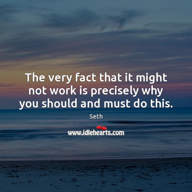 The very fact that it might not work is precisely why you should and must do this. Seth Picture Quote