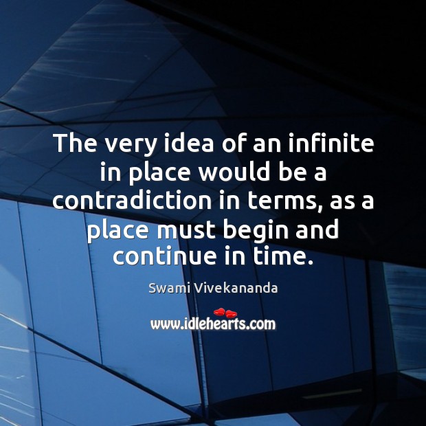 The very idea of an infinite in place would be a contradiction Image