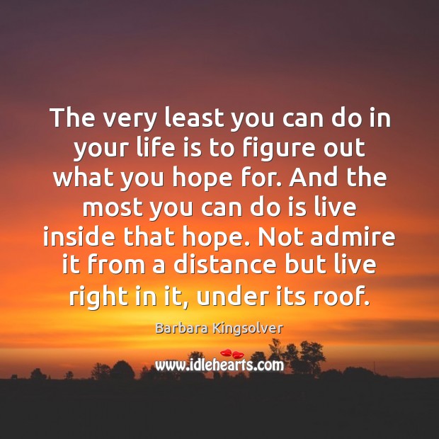 The very least you can do in your life is to figure Barbara Kingsolver Picture Quote