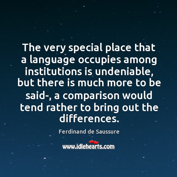 The very special place that a language occupies among institutions is undeniable Image