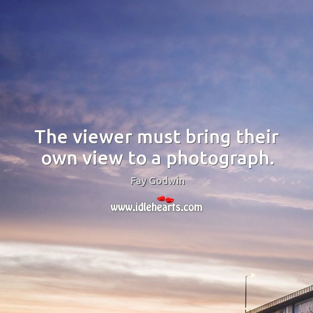 The viewer must bring their own view to a photograph. Fay Godwin Picture Quote