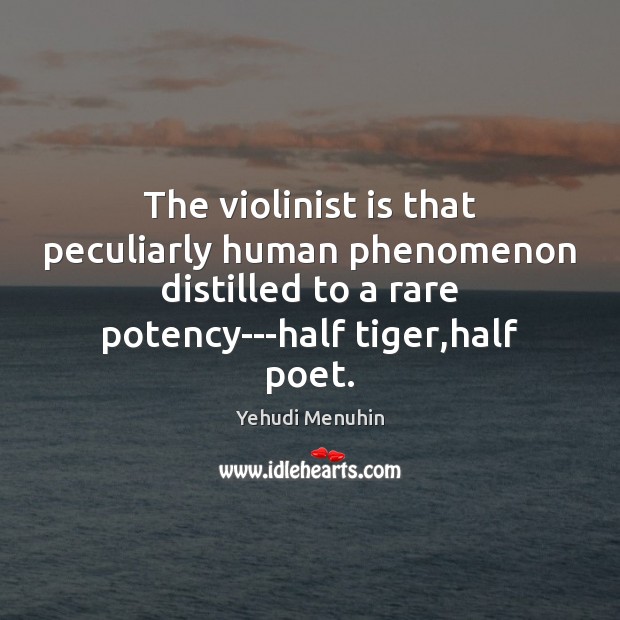 The violinist is that peculiarly human phenomenon distilled to a rare potency—half Yehudi Menuhin Picture Quote