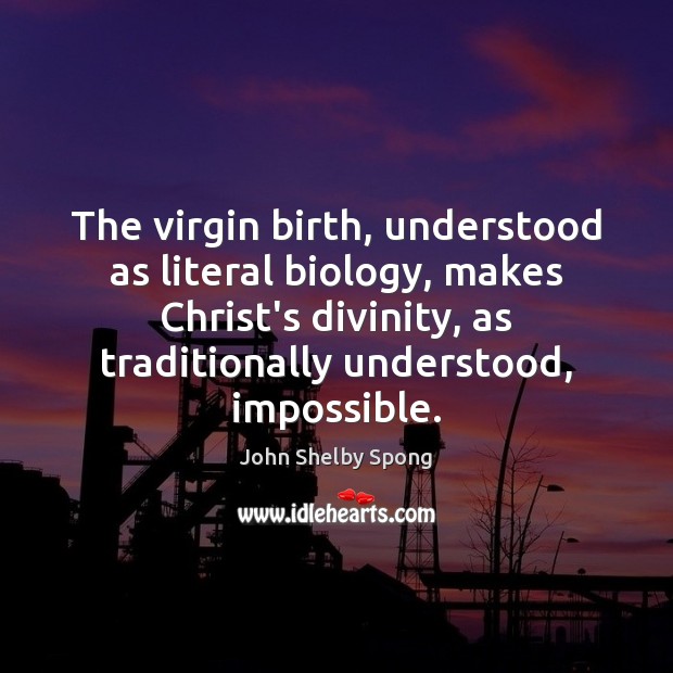 The virgin birth, understood as literal biology, makes Christ’s divinity, as traditionally Image