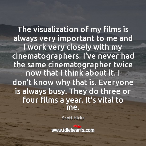 The visualization of my films is always very important to me and Scott Hicks Picture Quote