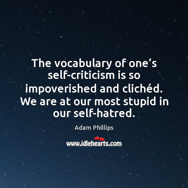 The vocabulary of one’s self-criticism is so impoverished and clichéd. Adam Phillips Picture Quote