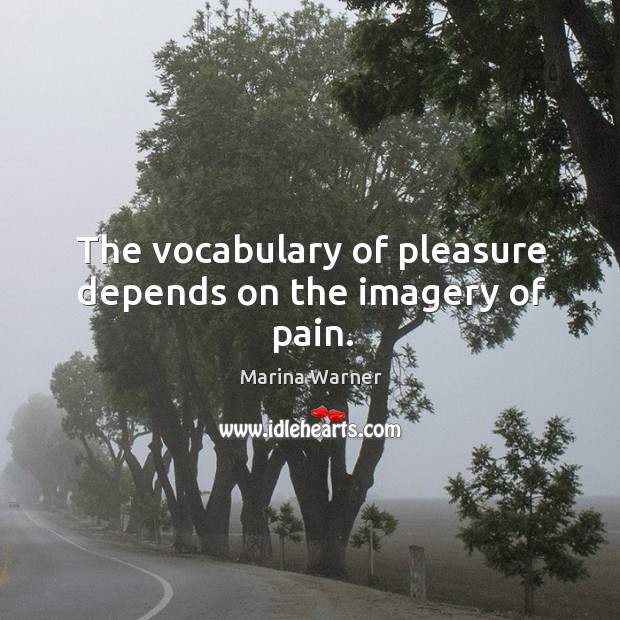The vocabulary of pleasure depends on the imagery of pain. Marina Warner Picture Quote