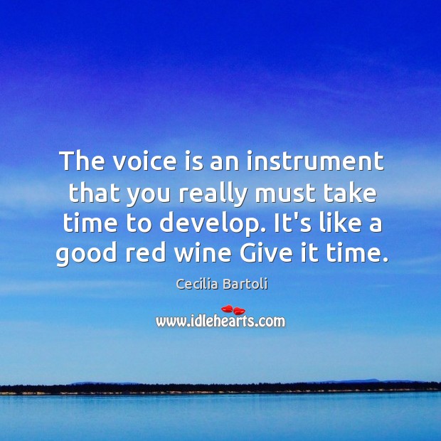 The voice is an instrument that you really must take time to Cecilia Bartoli Picture Quote