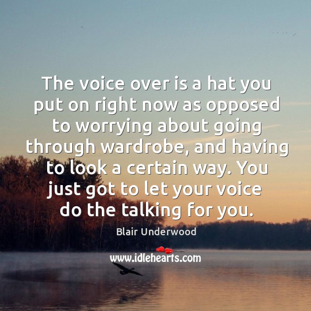 The voice over is a hat you put on right now as opposed to worrying about Blair Underwood Picture Quote