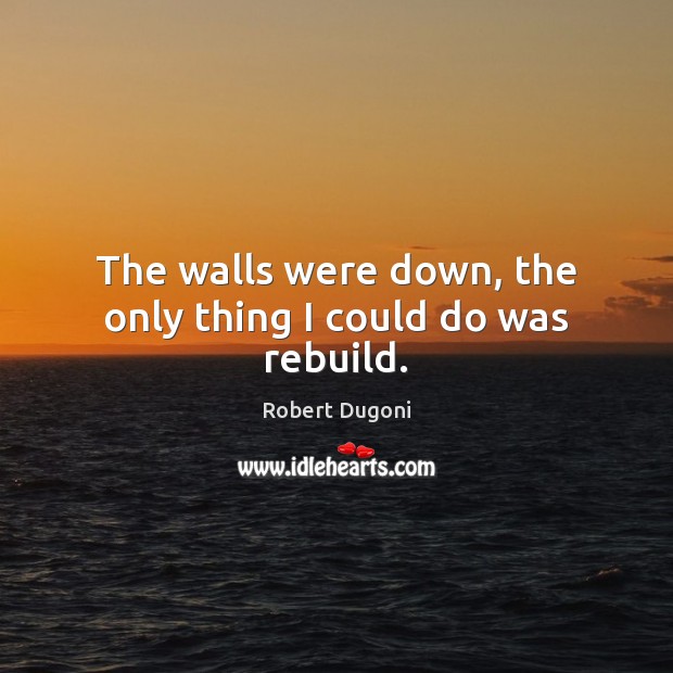 The walls were down, the only thing I could do was rebuild. Robert Dugoni Picture Quote