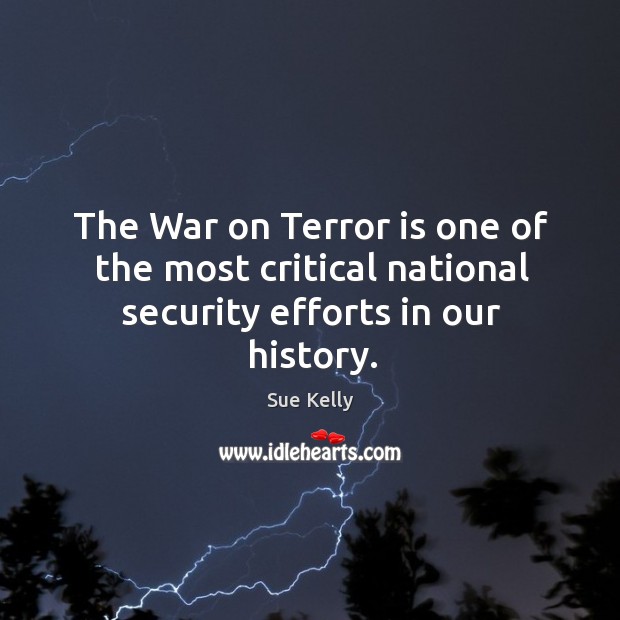 The war on terror is one of the most critical national security efforts in our history. Sue Kelly Picture Quote