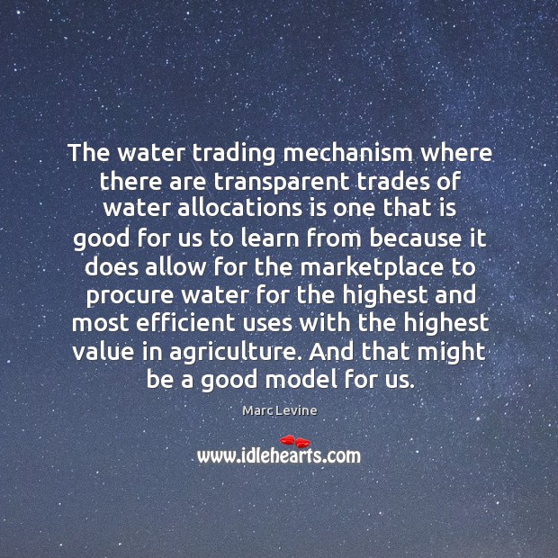The water trading mechanism where there are transparent trades of water allocations Image